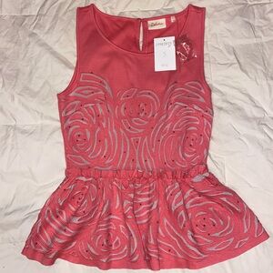 Vintage Deletta pink peplum top with textured fabric pattern!